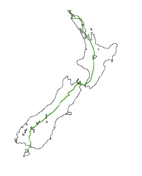 the Te Araroa Trail links Cape Reinga in the North with Bluff and Stewart Island in the South