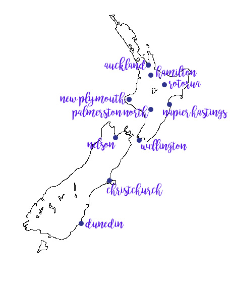 map of cities in New Zealand