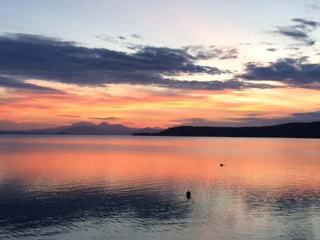 sunset in Taupo, New Zealand